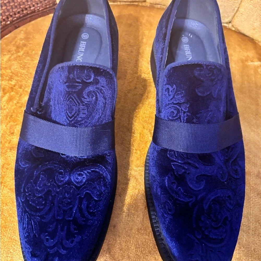 Elegant Blue Velvet Men's Loafers